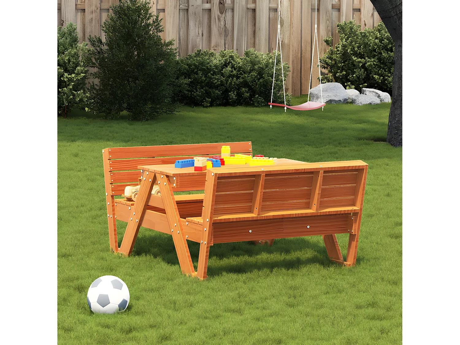 Velmi  Picknicktisch für Kinder Wachsbraun 88x122x58 cm Massivholz