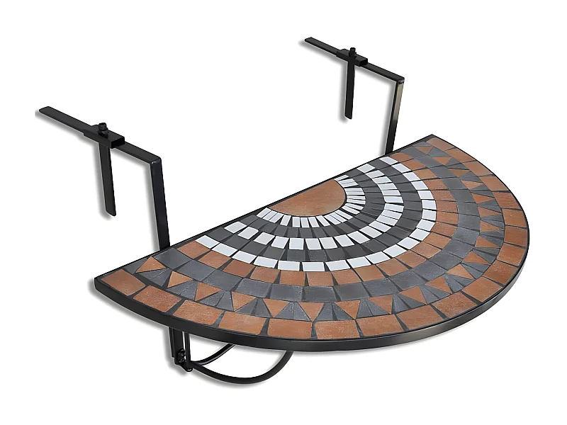 Tove Marie  Table suspendue de balcon Terre cuite et blanc Mosaïque