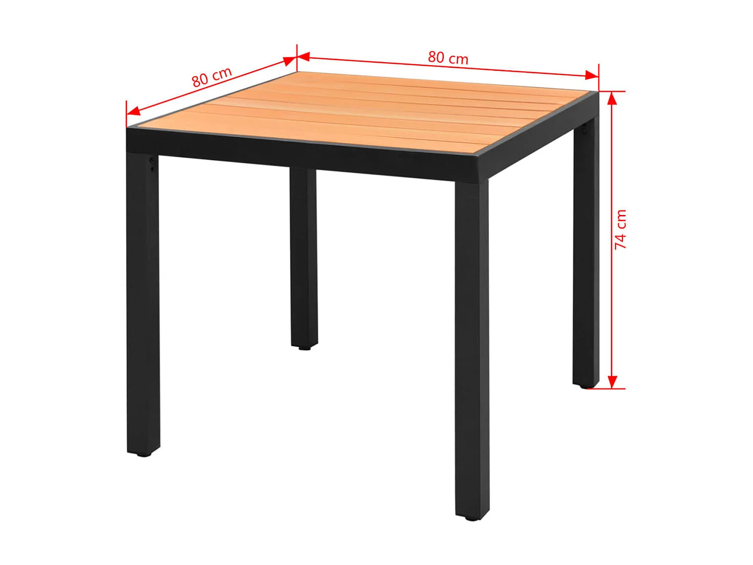 Valentin-Luc  Tuintafel 80x80x74 cm aluminium en HKC bruin