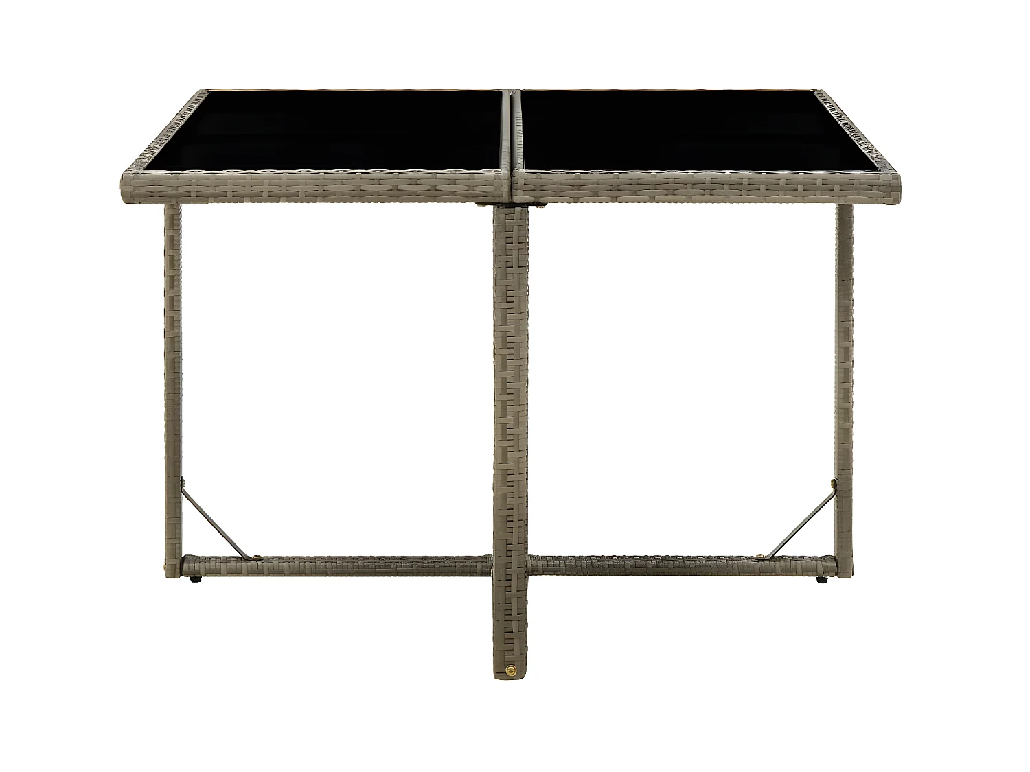 Cihangir  Table de jardin Gris 109x107x74 cm Résine tressée et verre