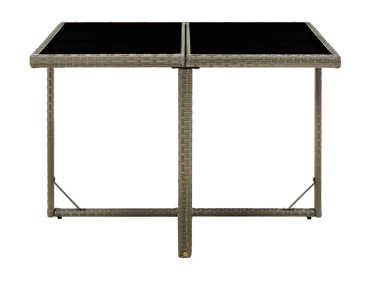 Cihangir  Table de jardin Gris 109x107x74 cm Résine tressée et verre