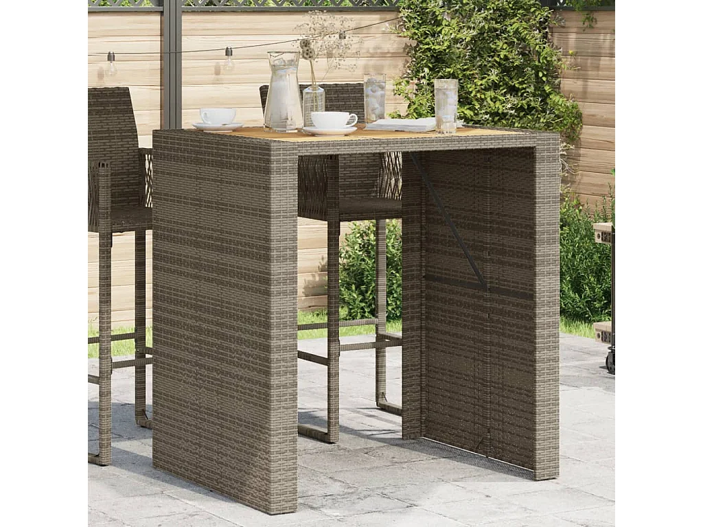 Karaca  Tuinbartafel acaciahouten blad 105x80x110 cm poly rattan grijs