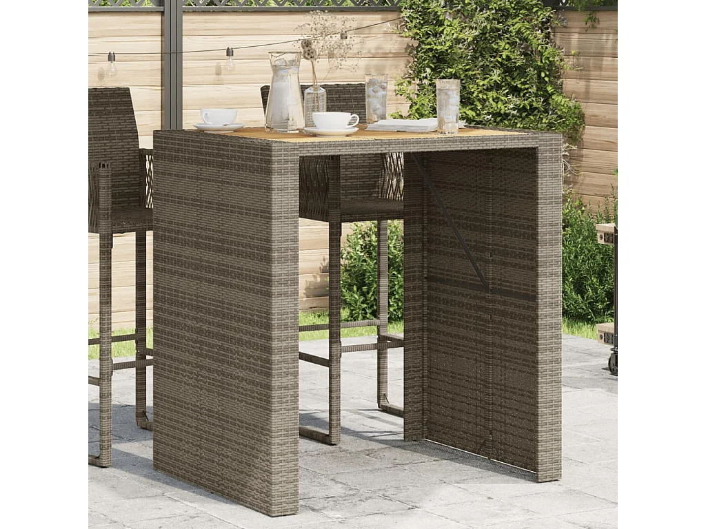 Karaca  Tuinbartafel acaciahouten blad 105x80x110 cm poly rattan grijs