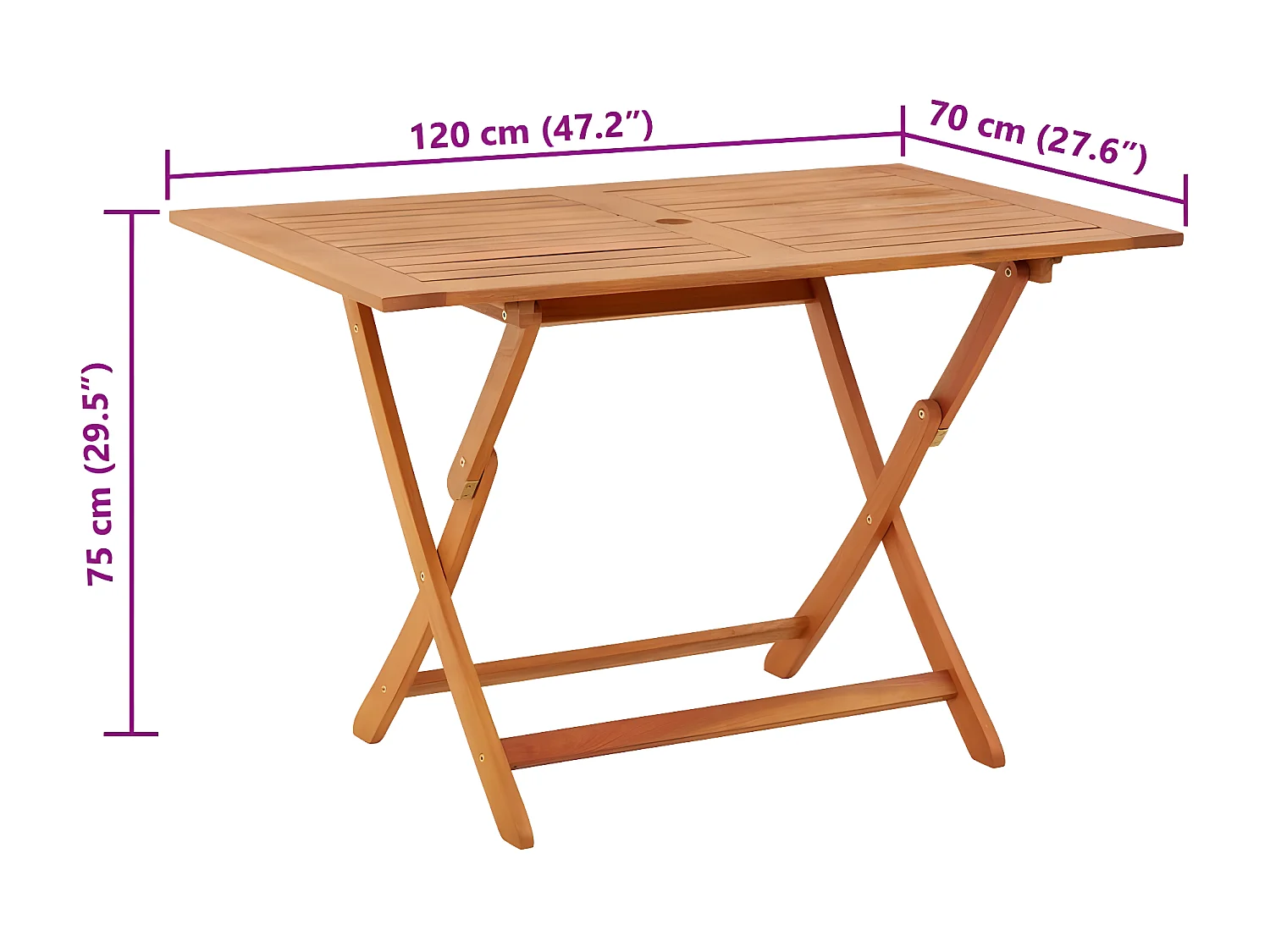 Jussi  Table pliable de jardin 120x70x75 cm bois d'eucalyptus solide