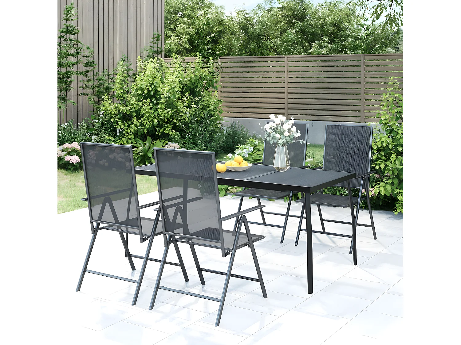 Ikast  Gartentisch Anthrazit 165x80x72 cm Stahlgitter