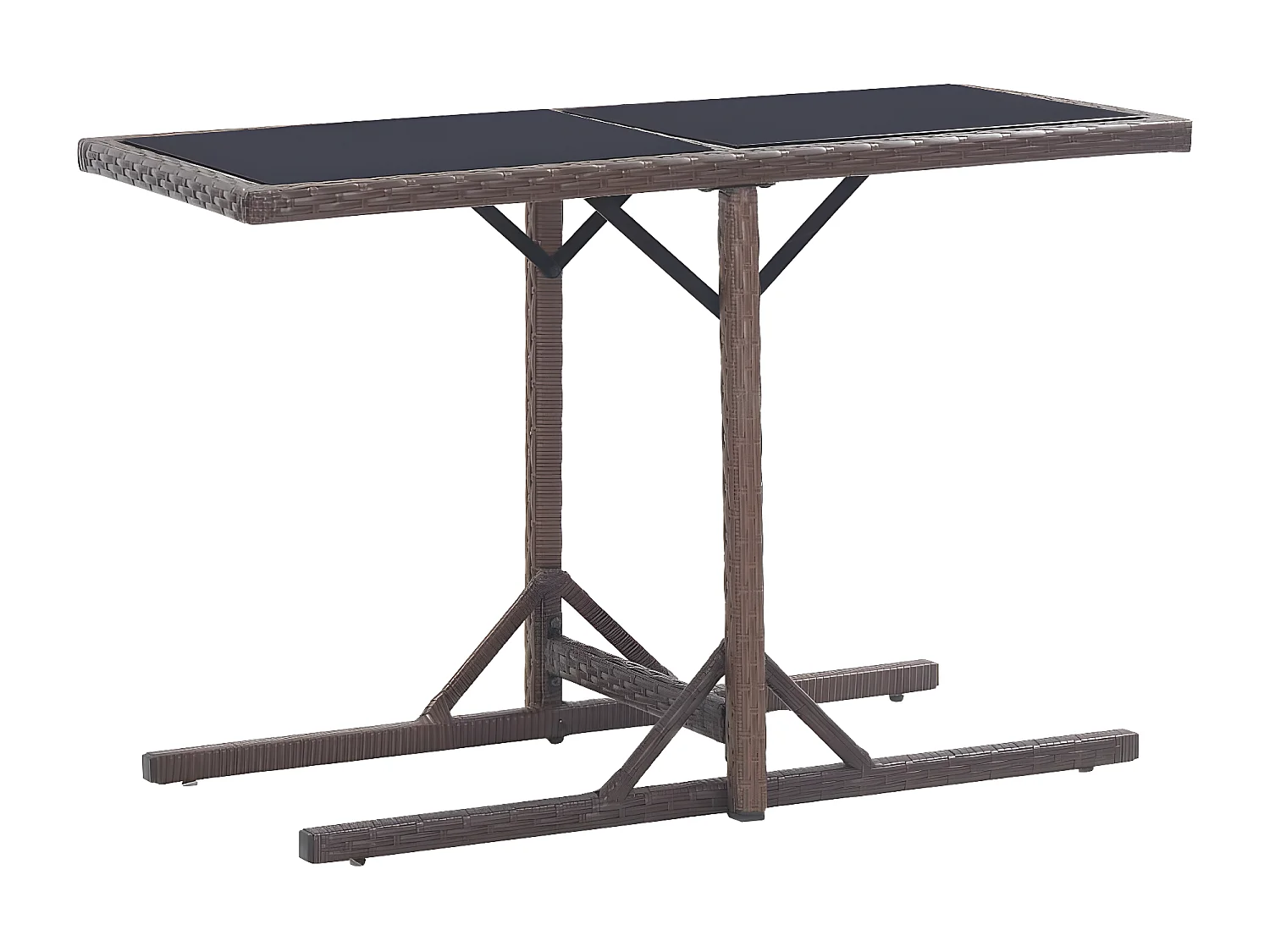 Drumsna  Tuintafel 110x53x72 cm glas en poly rattan bruin