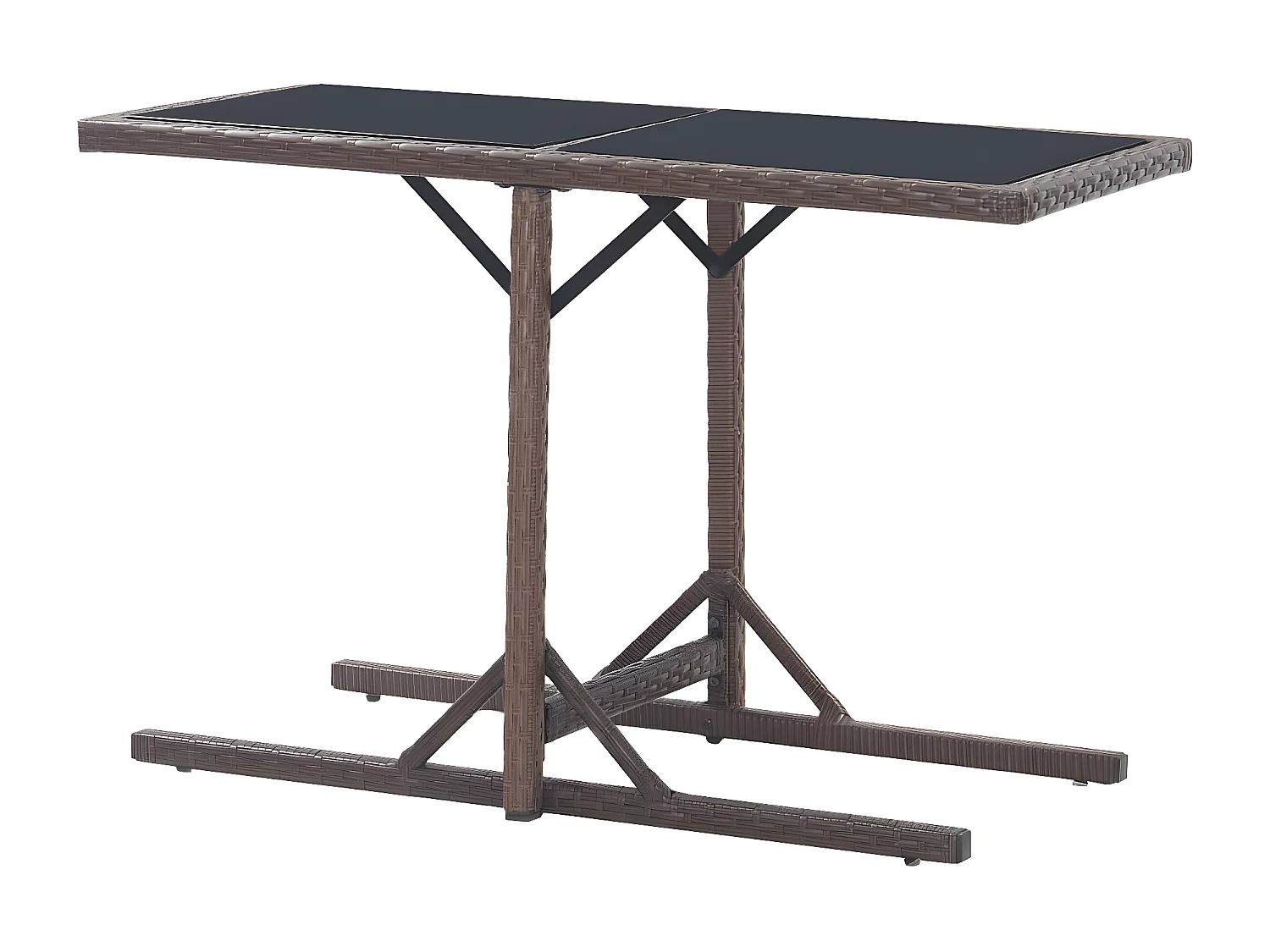 Drumsna  Tuintafel 110x53x72 cm glas en poly rattan bruin