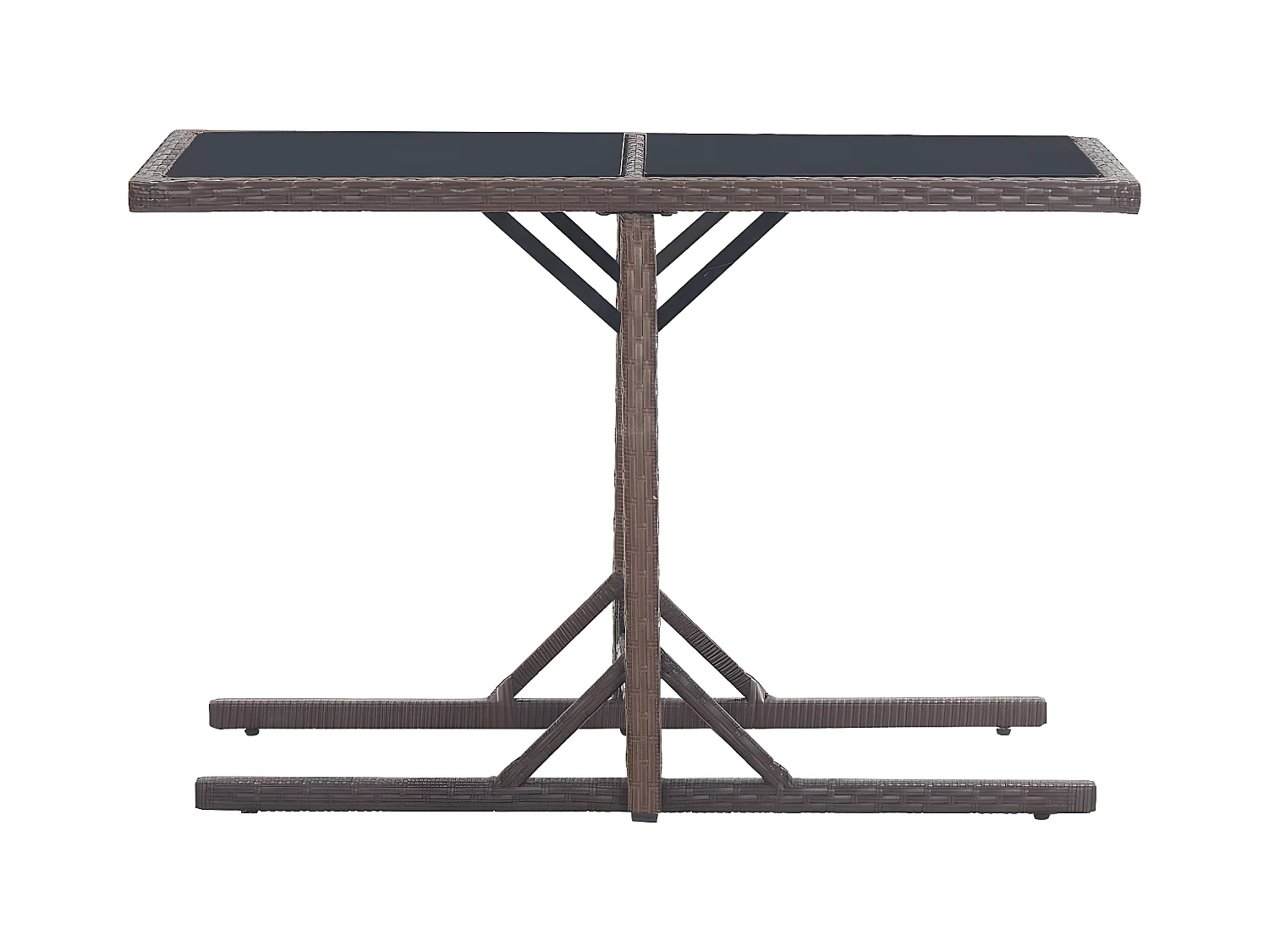 Drumsna  Table de jardin Marron 110x53x72 cm Verre et résine tressée