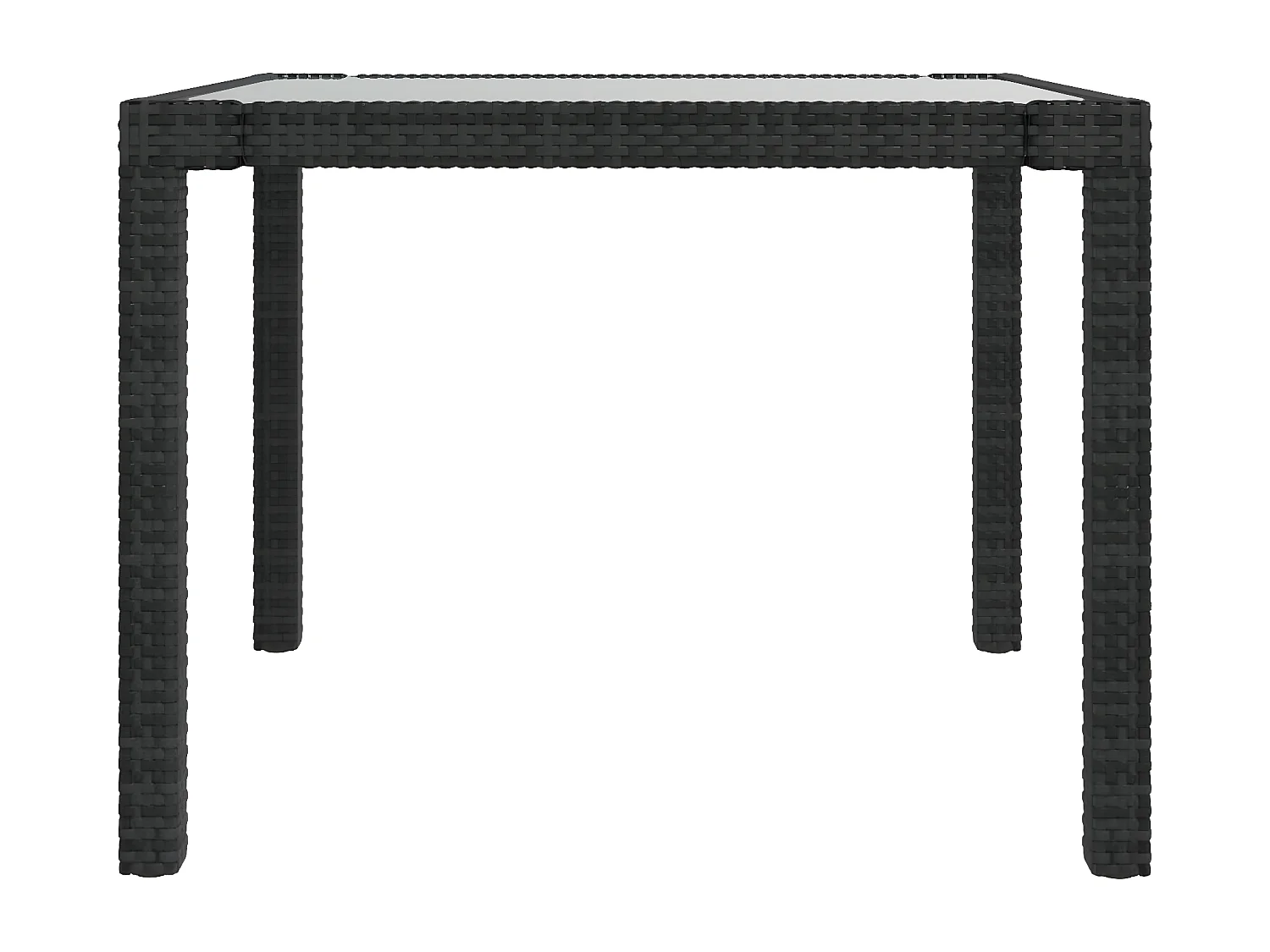 Harko  Table de jardin 90x90x75 cm Verre trempé et résine tressée Noir