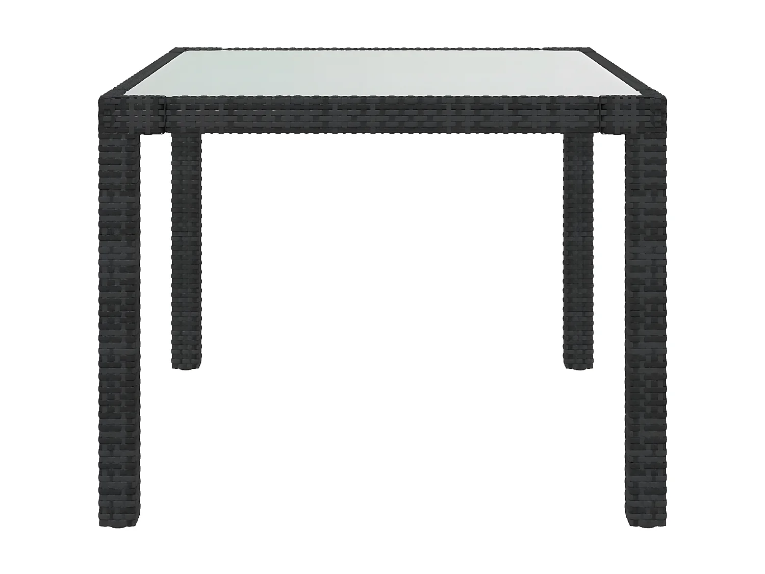 Harko  Table de jardin 90x90x75 cm Verre trempé et résine tressée Noir