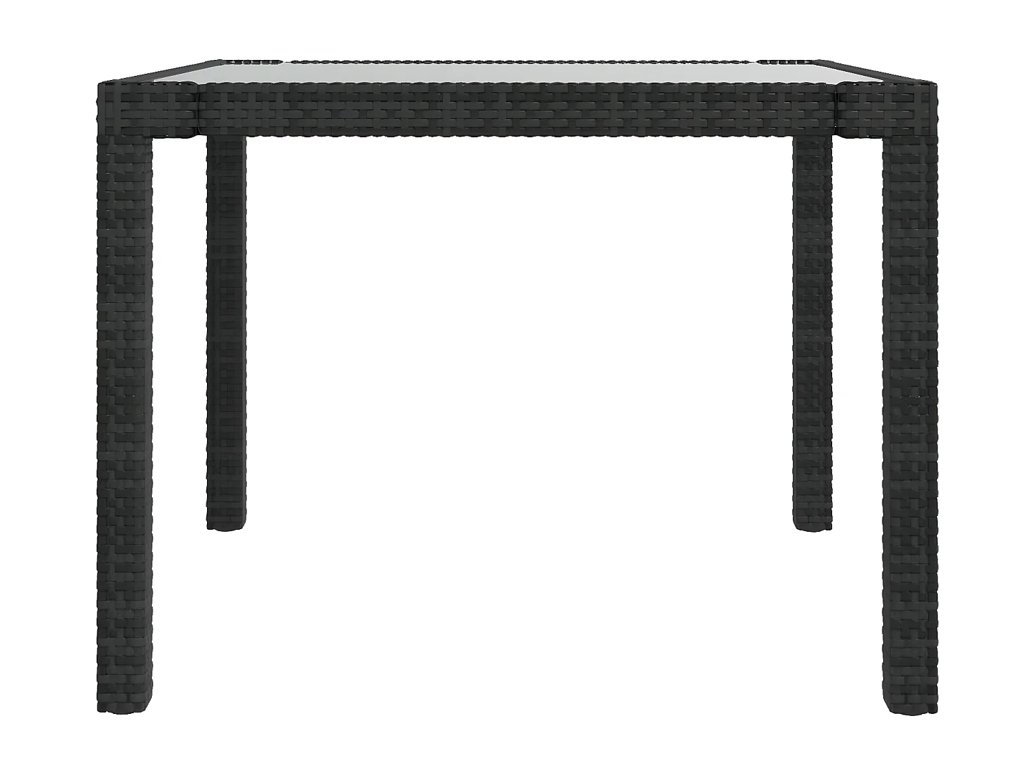 Harko  Table de jardin 90x90x75 cm Verre trempé et résine tressée Noir