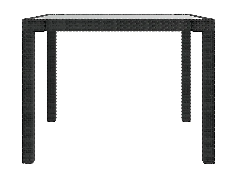 Harko  Table de jardin 90x90x75 cm Verre trempé et résine tressée Noir