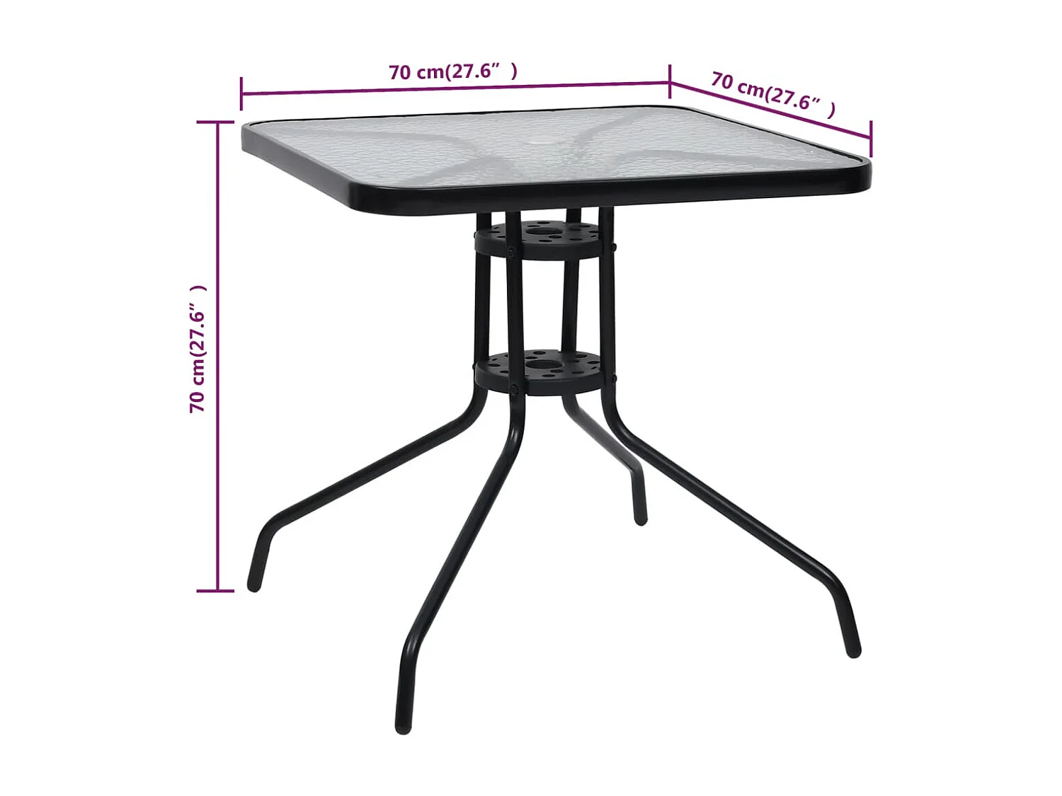Galdir  Table de jardin Noir 70x70x70 cm Acier