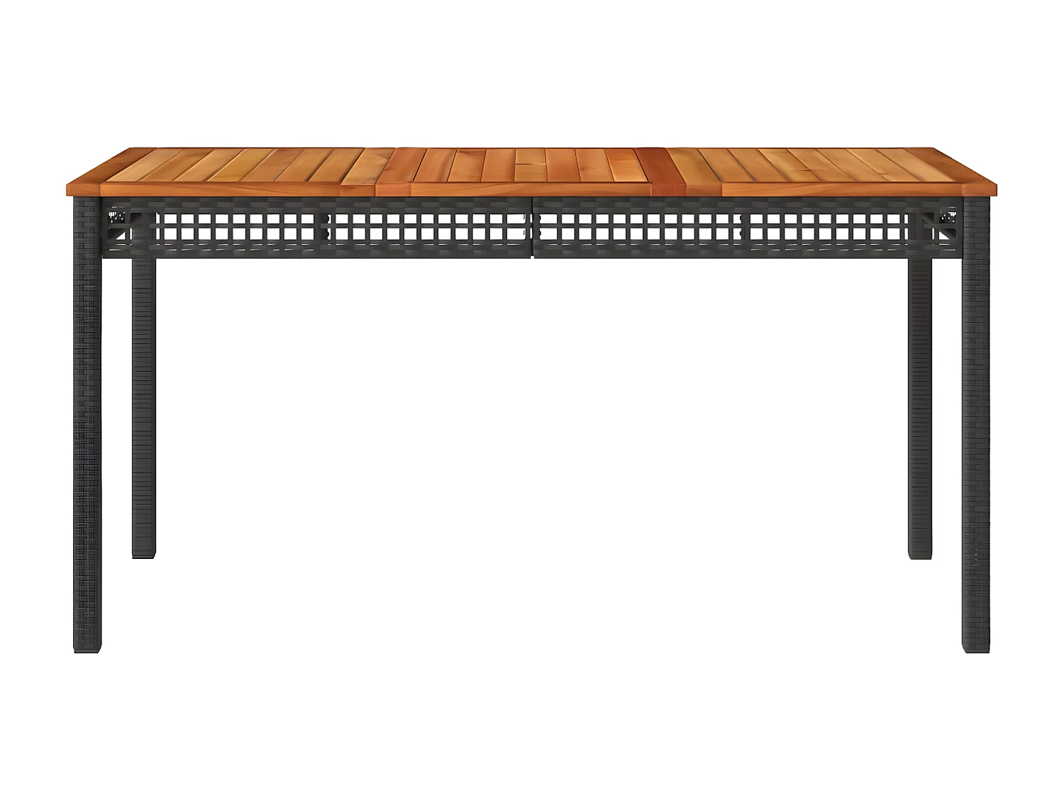 Centreville  Gartentisch Schwarz 140x80x75 cm Poly Rattan Akazienholz