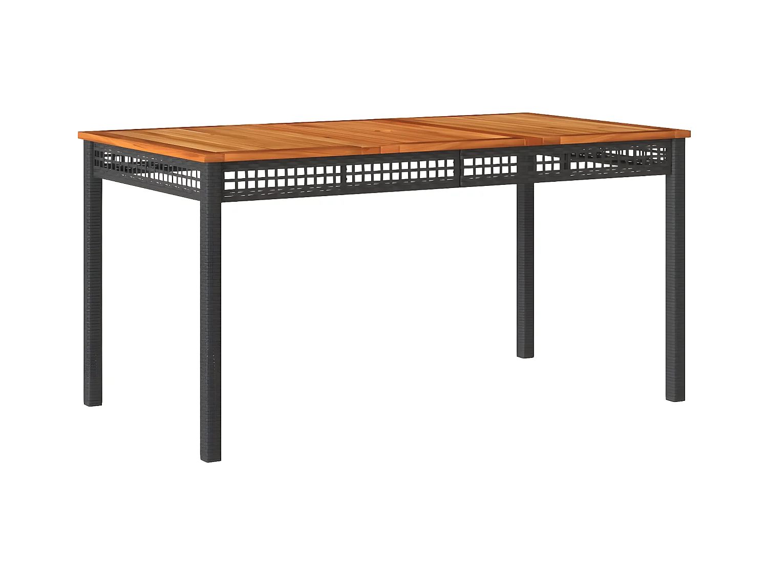 Centreville  Table de jardin noir 140x80x75 cm résine tressée et bois acacia