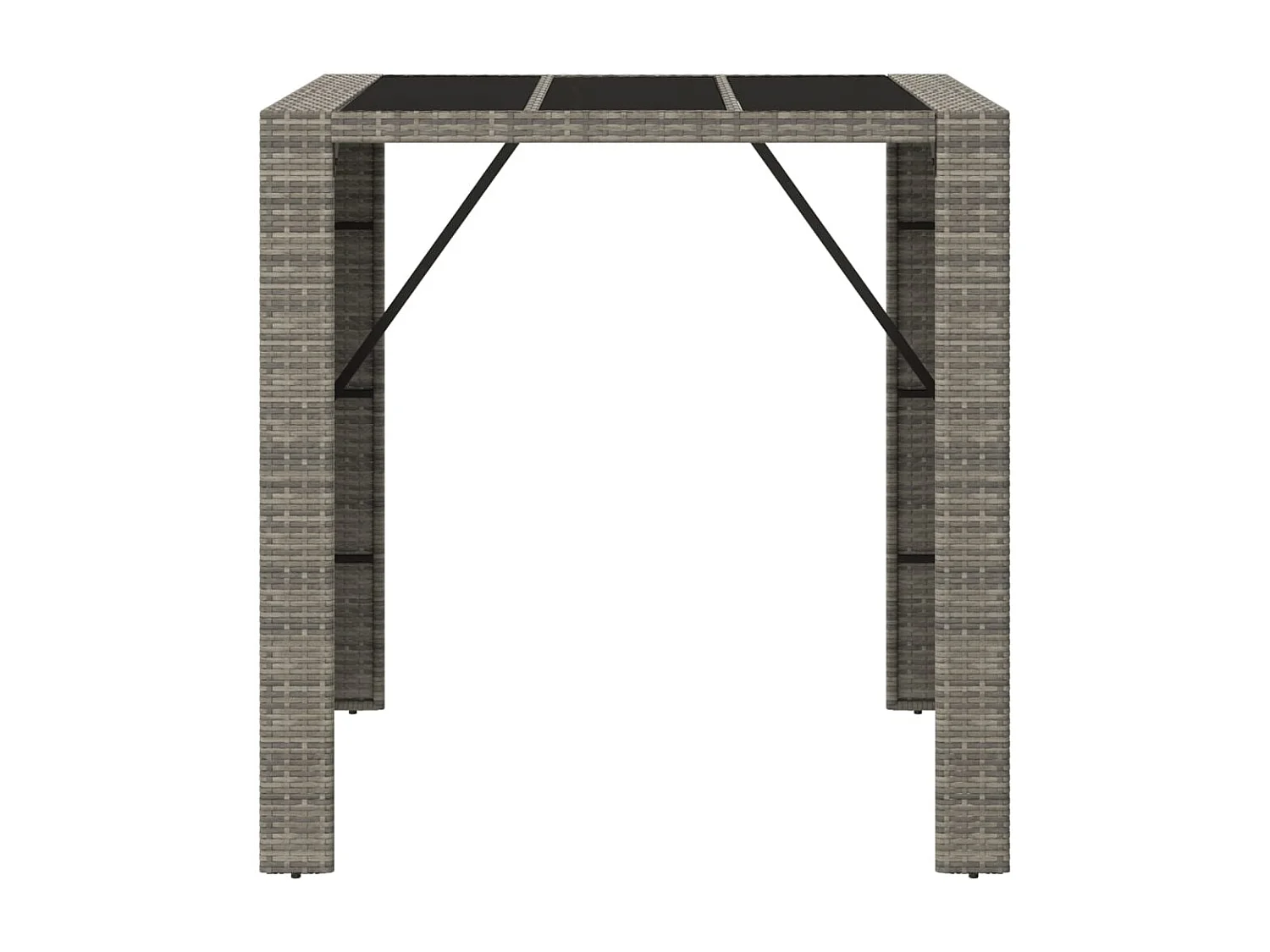 Lou  Table de bar et dessus en verre gris 105x80x110 cm poly rotin
