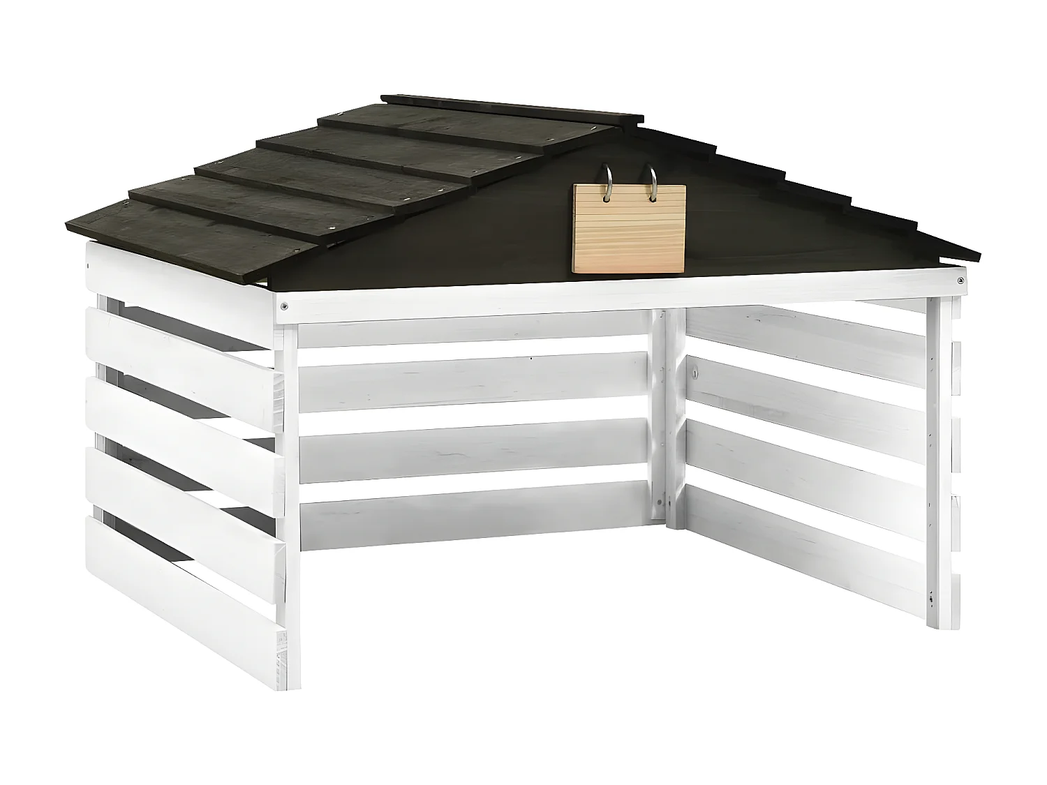 Prolenta Premium - Mähroboter-Garage Schwarz und Weiß 78x74x54 cm Tannenholz