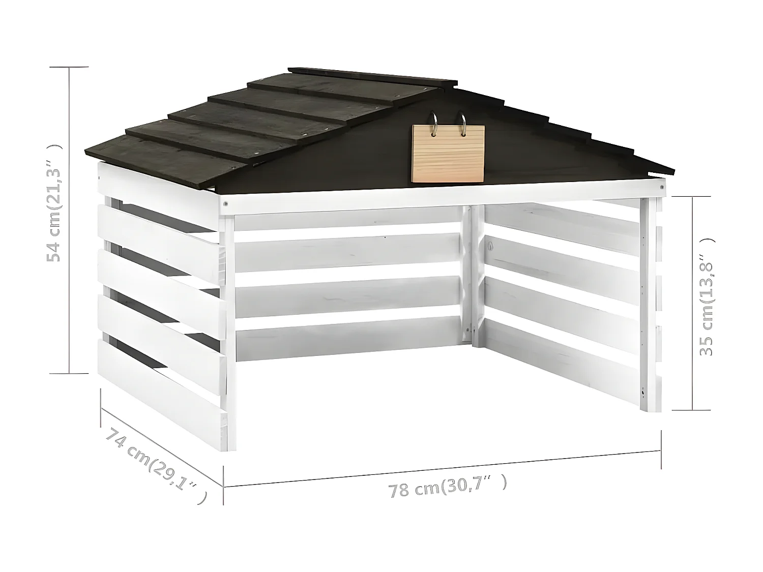 Prolenta Premium - Mähroboter-Garage Schwarz und Weiß 78x74x54 cm Tannenholz