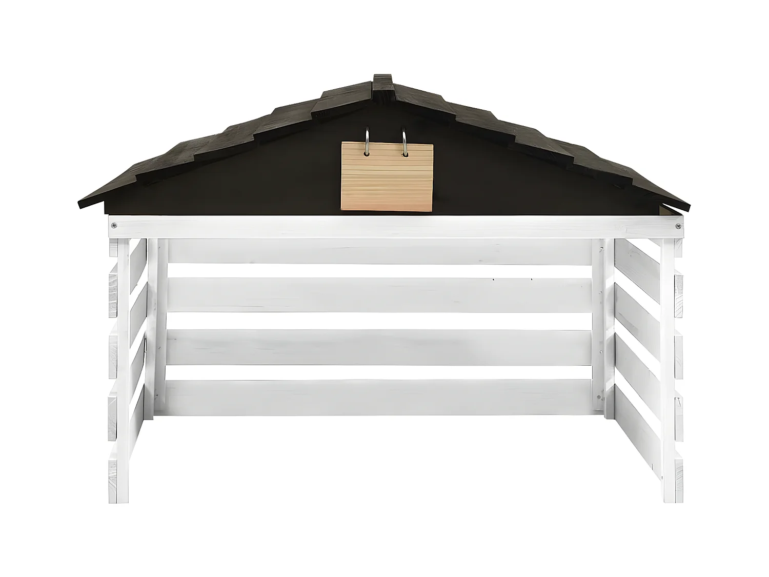 Prolenta Premium -  Garage de tondeuse à gazon Noir et blanc 78x74x54 cm Sapin