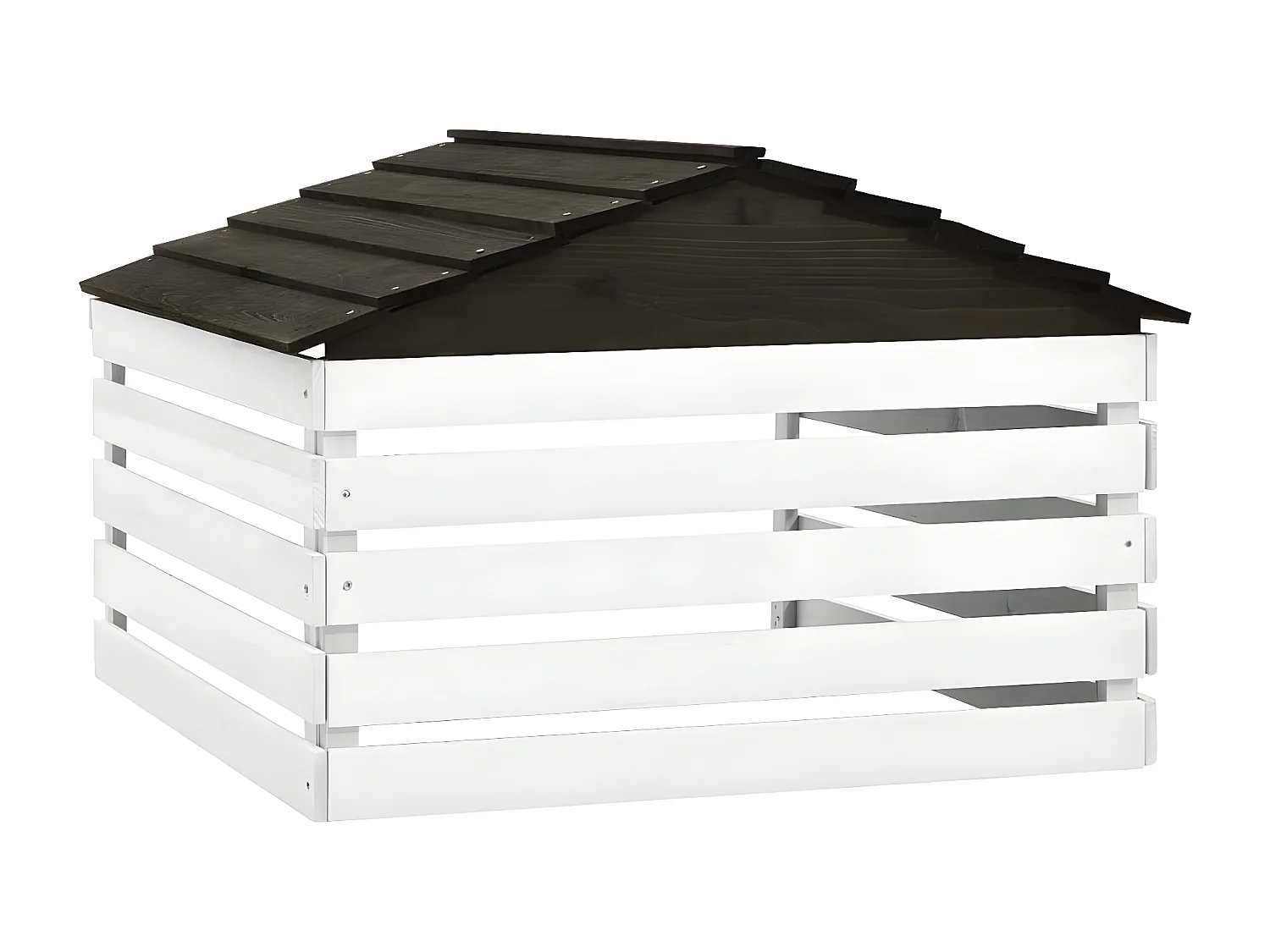 Prolenta Premium -  Garage de tondeuse à gazon Noir et blanc 78x74x54 cm Sapin