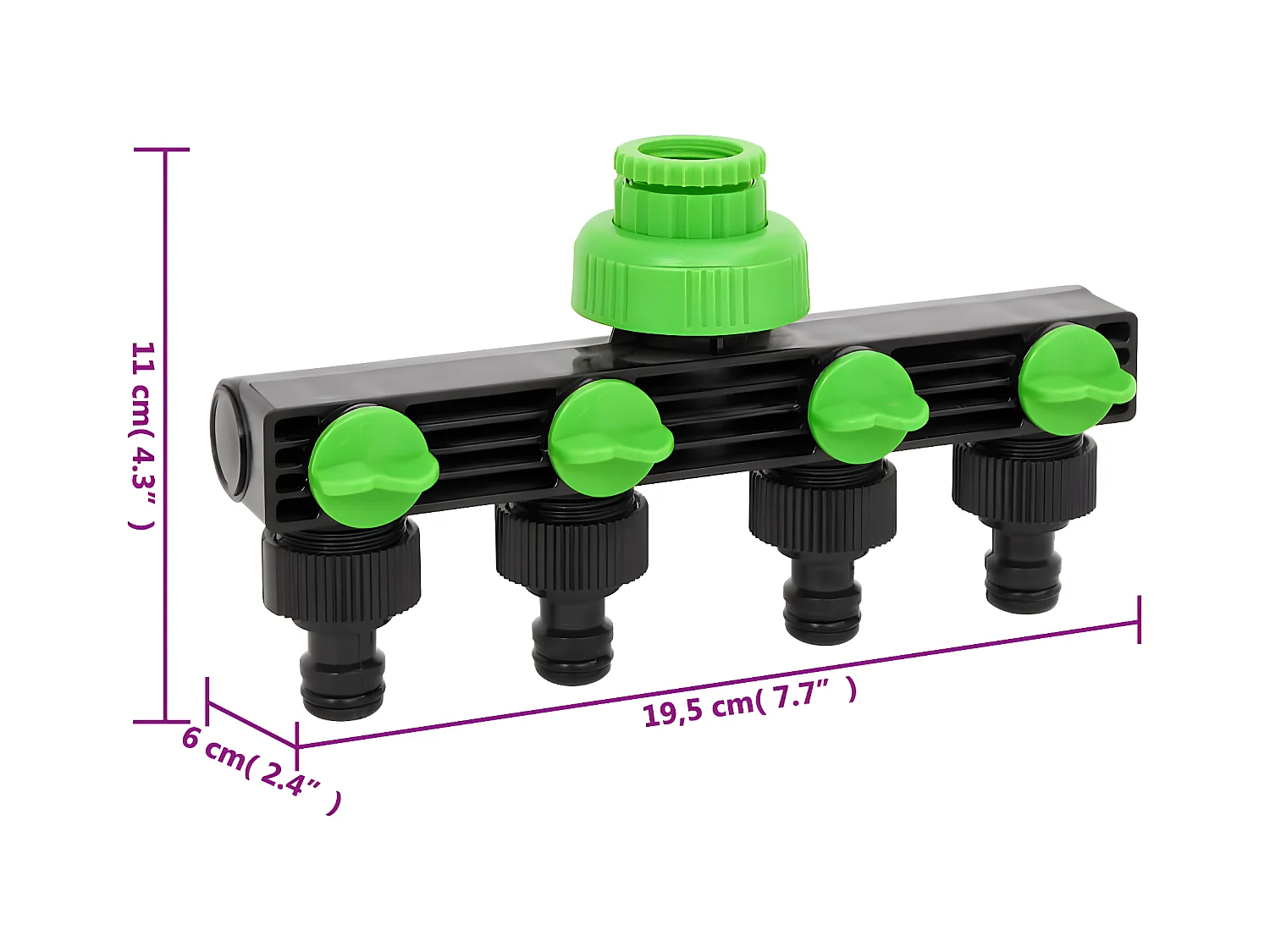 Prolenta Premium -  Adaptador para grifo de 4 vías ABS & PP verde negro 19,5x6x11cm
