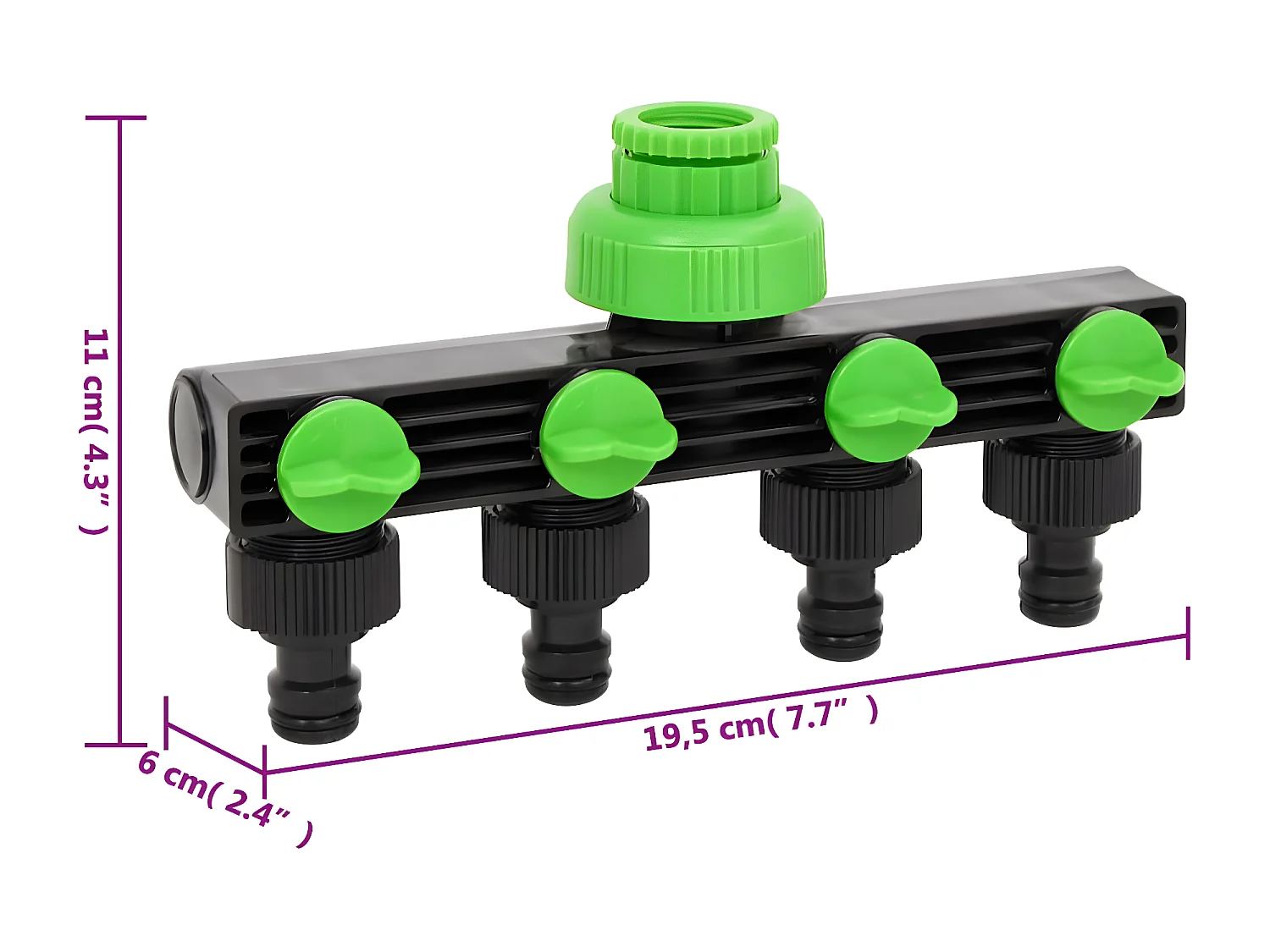 Prolenta Premium -  Adaptador para grifo de 4 vías ABS & PP verde negro 19,5x6x11cm