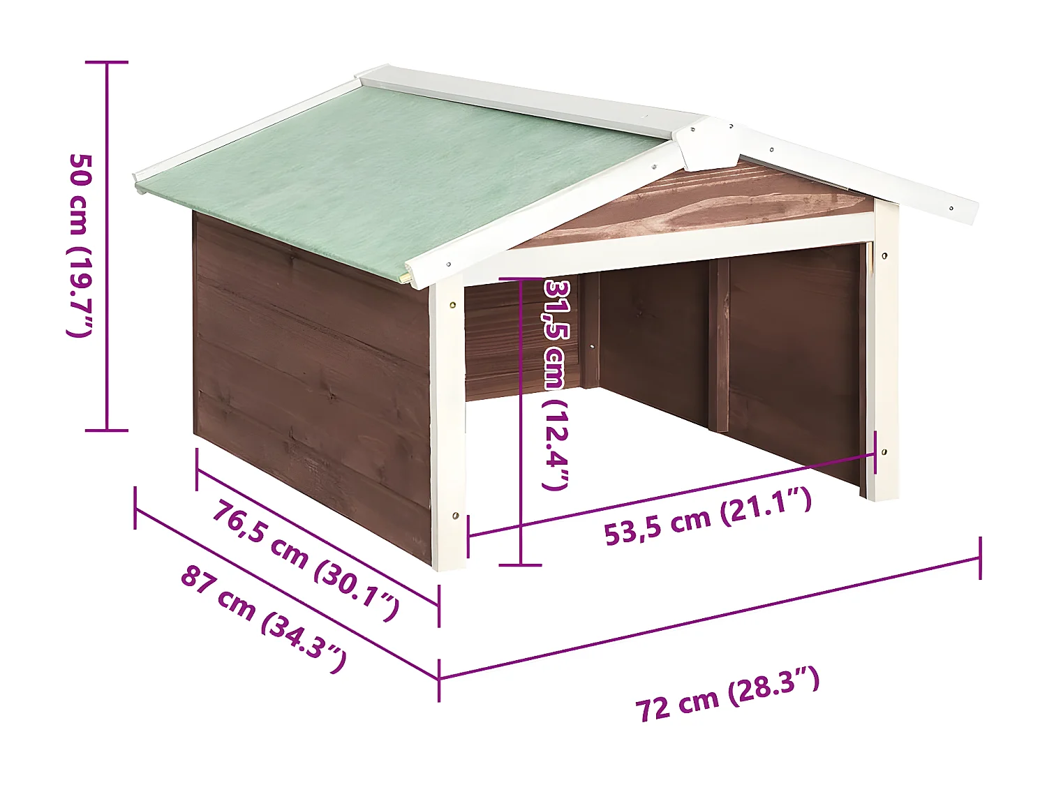 Prolenta Premium - Roboter-Rasenmäher Garage 72x87x50 cm Mocca Weiß Tannenholz