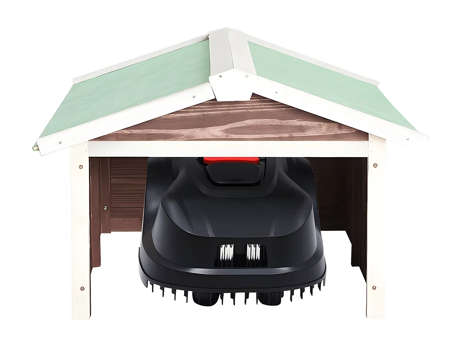 Prolenta Premium -  Garage de tondeuse à gazon 72x87x50 cm Moka et blanc Sapin