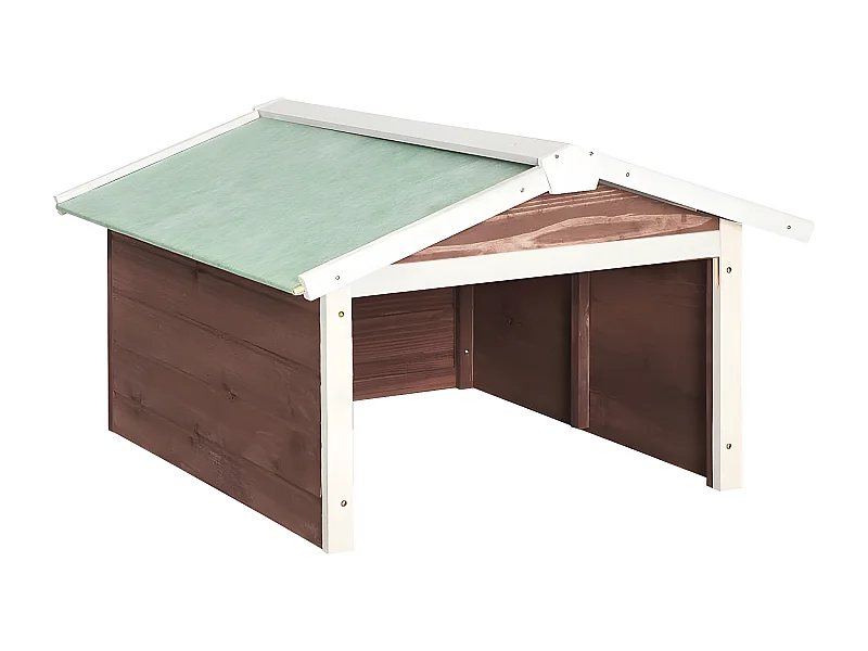 Prolenta Premium -  Garage de tondeuse à gazon 72x87x50 cm Moka et blanc Sapin