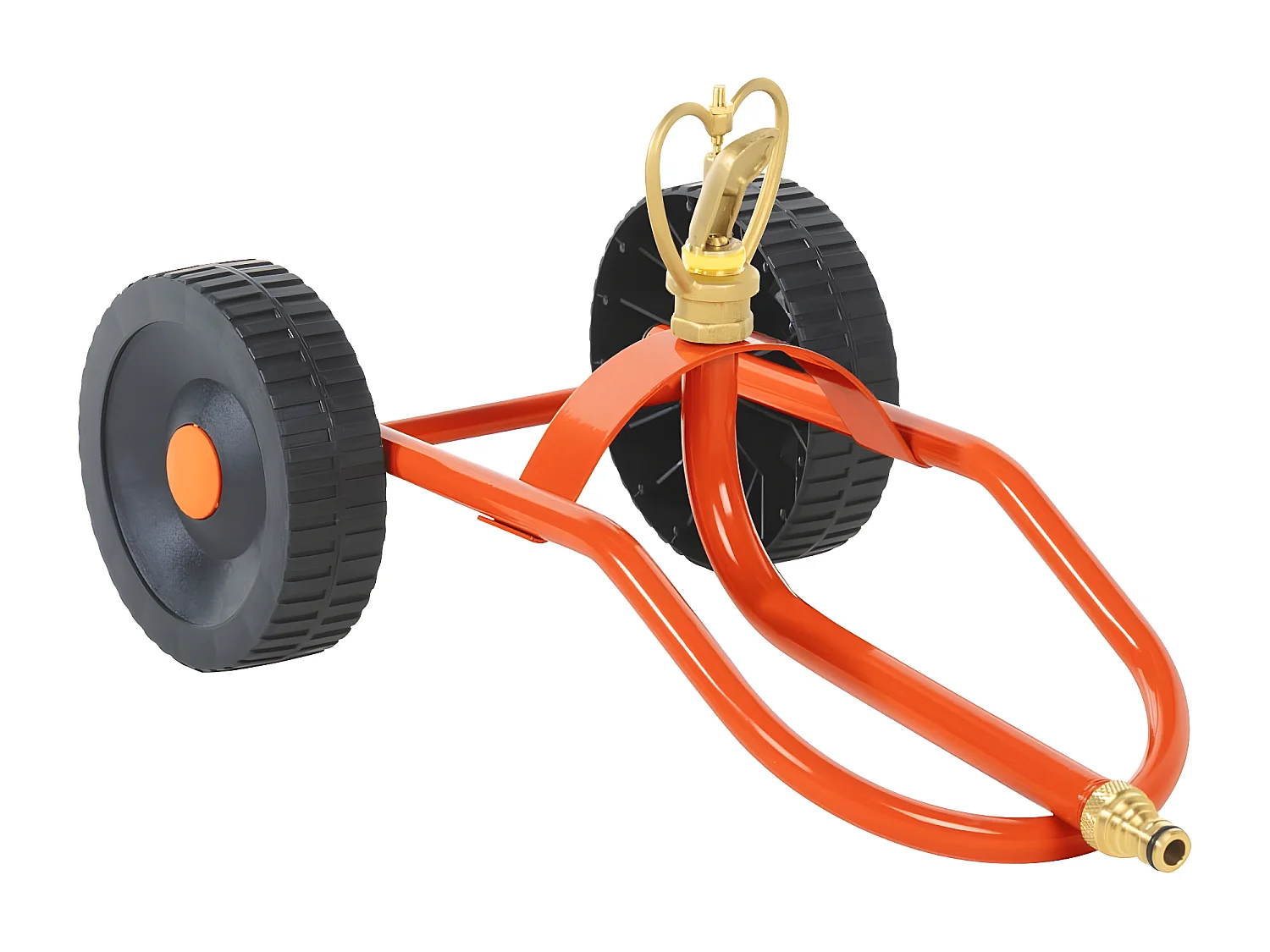 Maison Exclusive Trineo de aspersores con ruedas y cabezal giratorio acero rojo