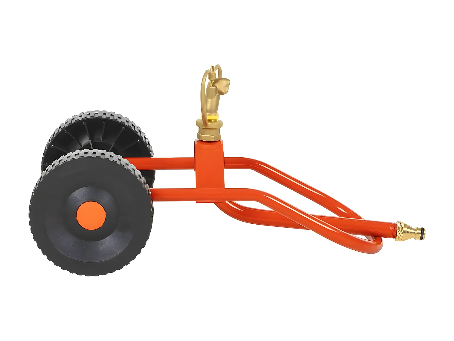 Maison Exclusive Trineo de aspersores con ruedas y cabezal giratorio acero rojo