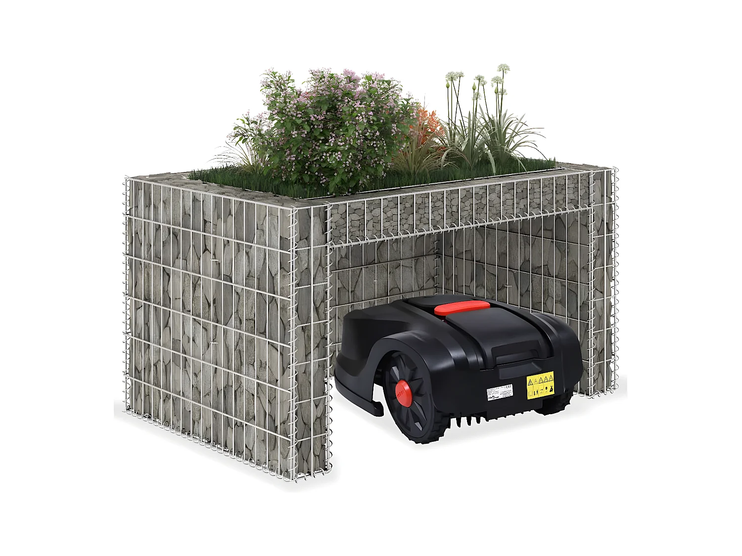 Garden Furniture -  Grasmaaieroverkapping met plantenbak 110x80x60cm staaldraad