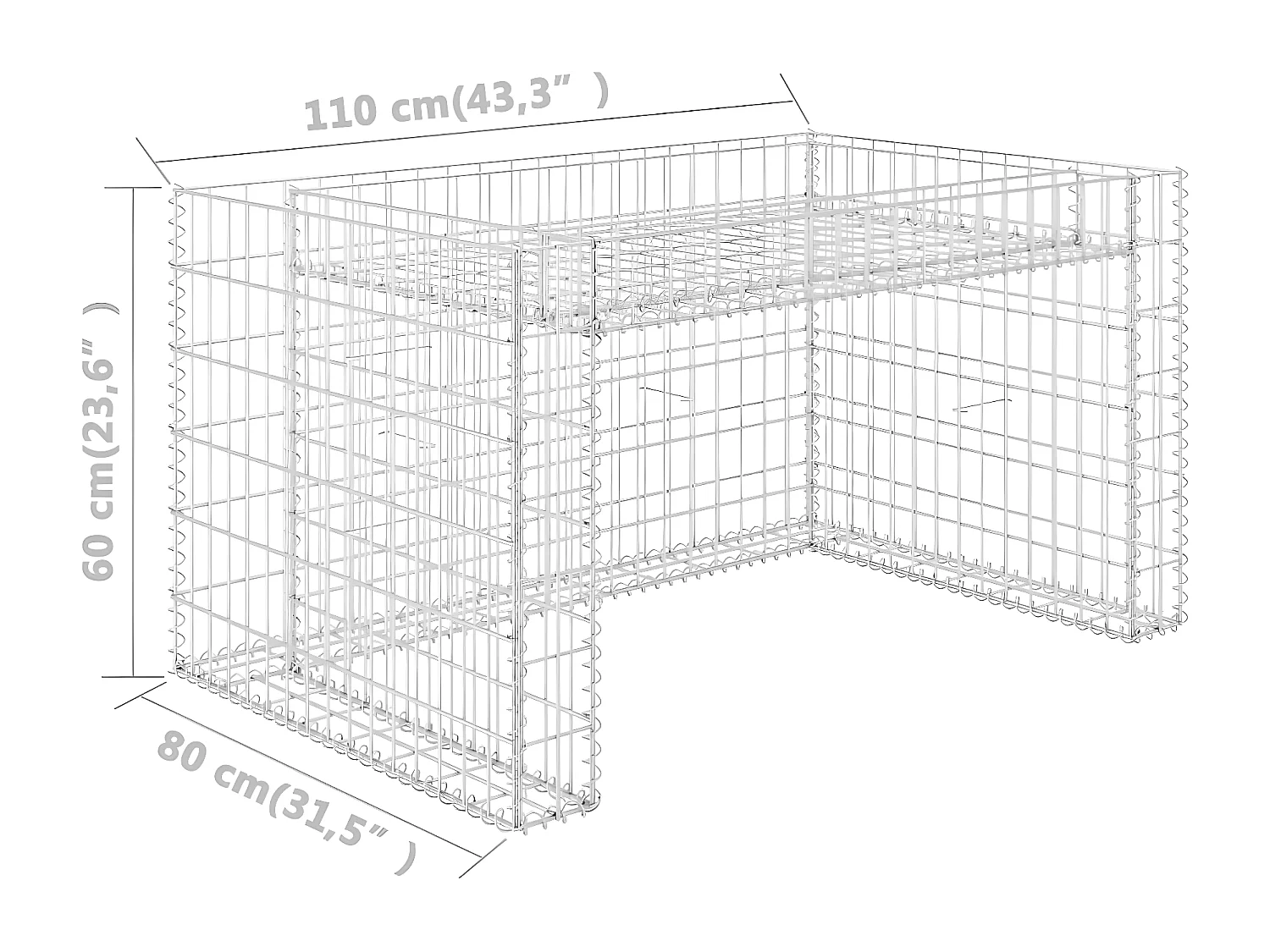Garden Furniture -  Grasmaaieroverkapping met plantenbak 110x80x60cm staaldraad
