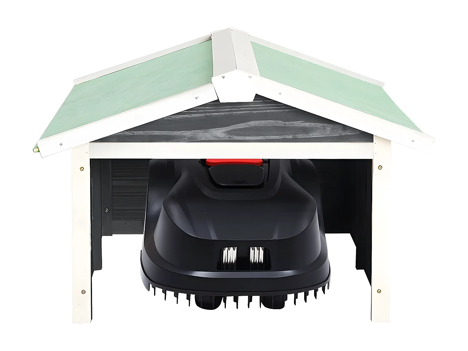 Maison Exclusive Caseta de cortacésped robótico madera abeto gris y blanco