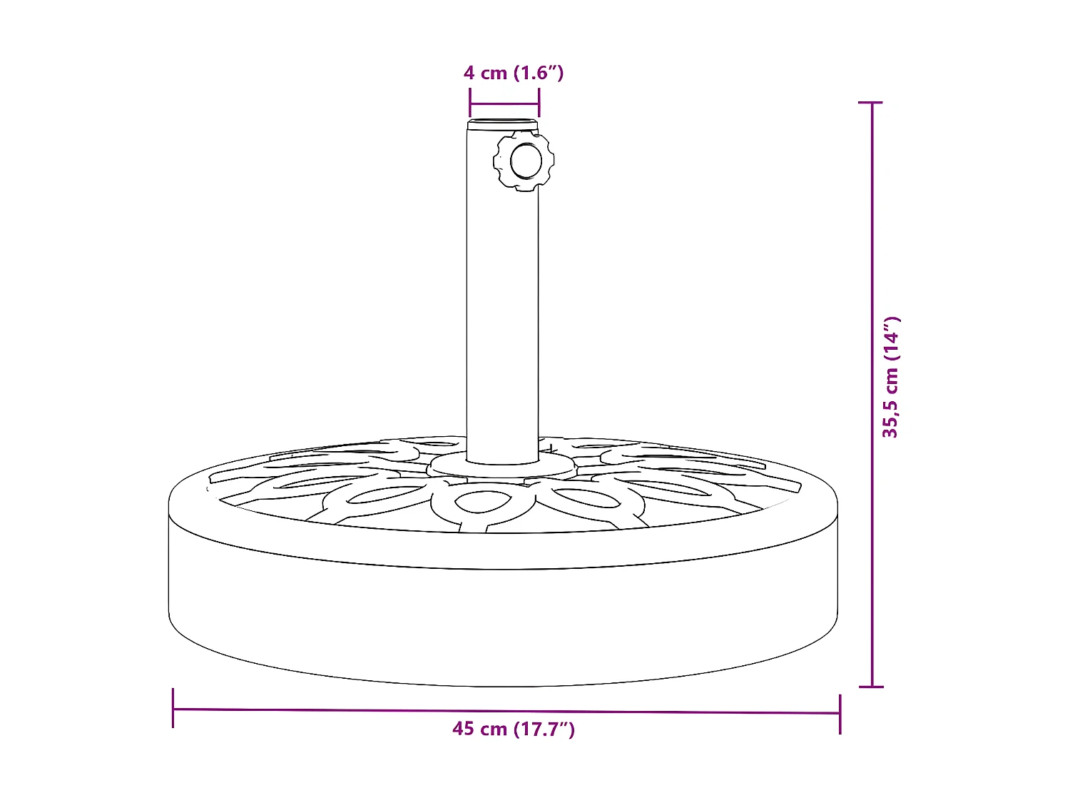 Helion  Base per Ombrellone per Pali Ø38/48 mm 25 kg Rotonda