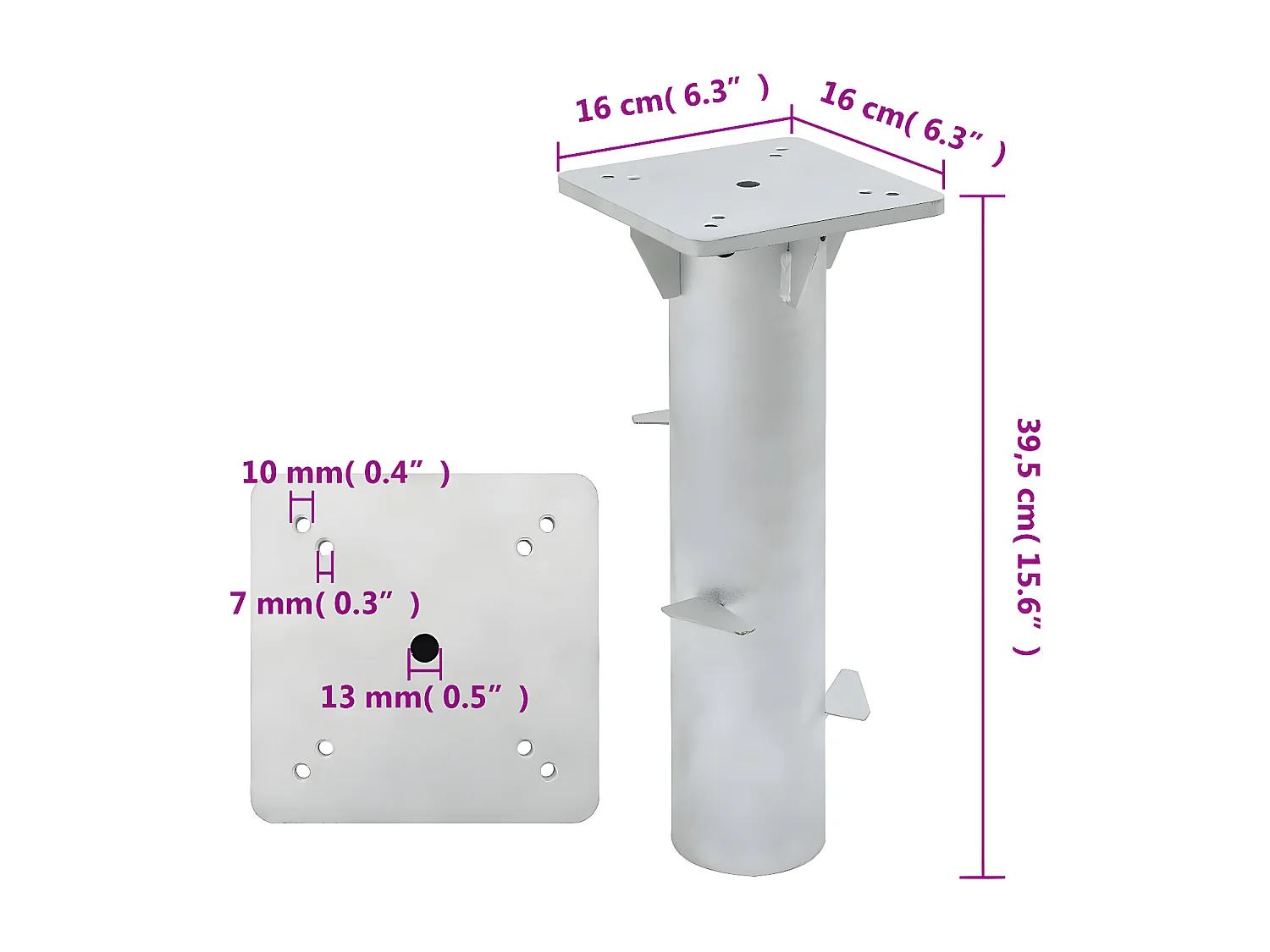 Garden Furniture -  Base per Ombrellone Interrata Argento 16x16x39,5 cm Acciaio