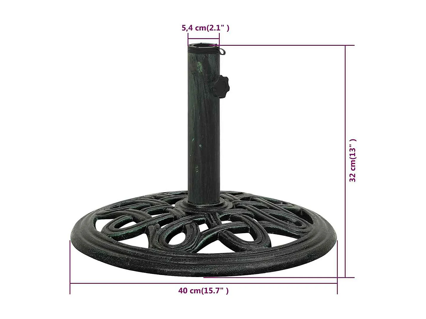 Belfort  Socle de parasol Vert 40x40x32 cm Fonte