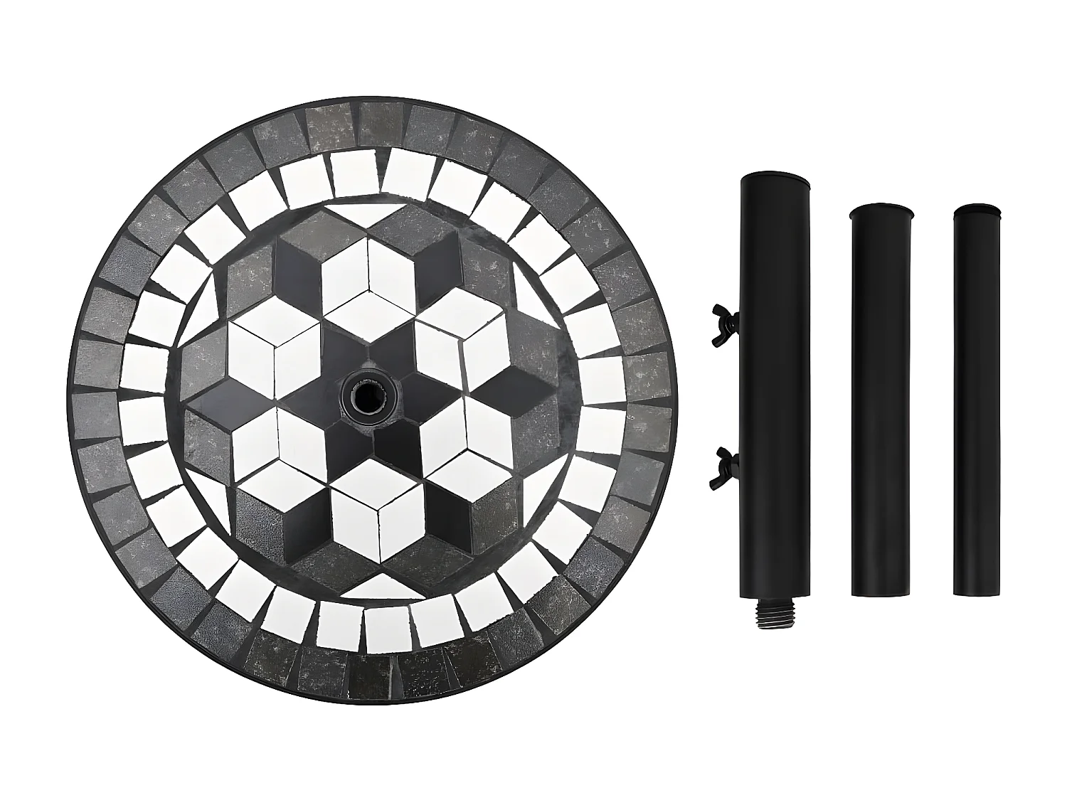 Zoey  Base de sombrilla redonda negro y blanco 12 kg