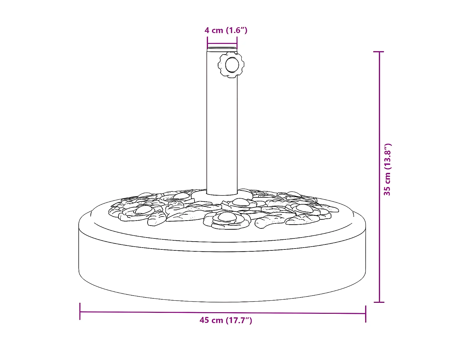 Seldor  Base per Ombrellone per Pali Ø38/48 mm 25 kg Rotonda