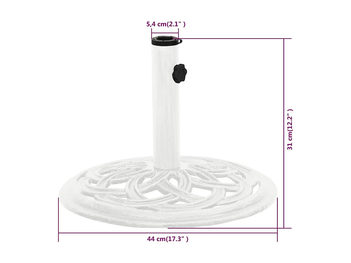 Belfort  Socle de parasol Blanc 44x44x31 cm Fonte