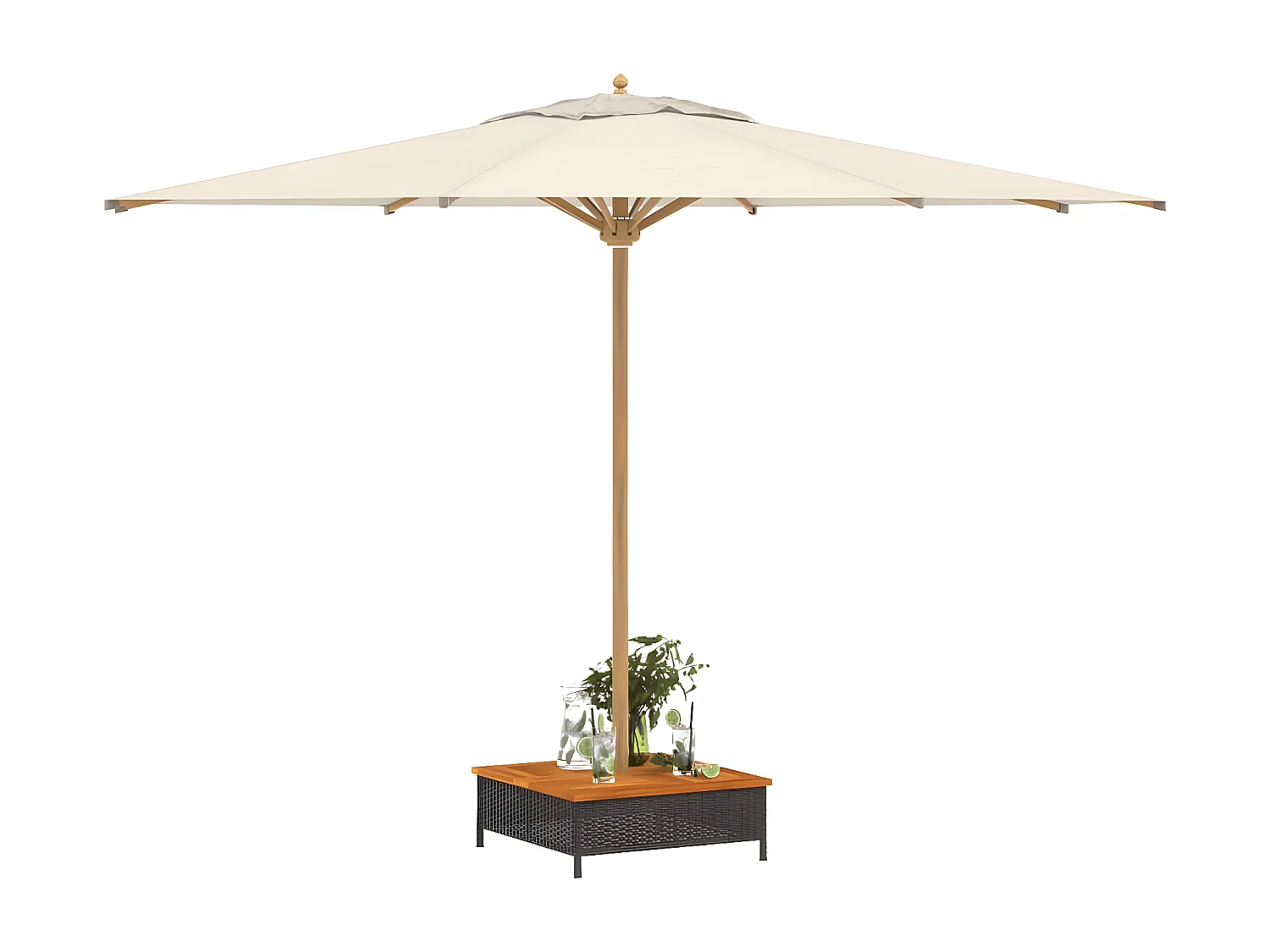Corigliano-Rossano  Couvercle de base de parasol noir 70x70x25 cm résine tressée et acacia