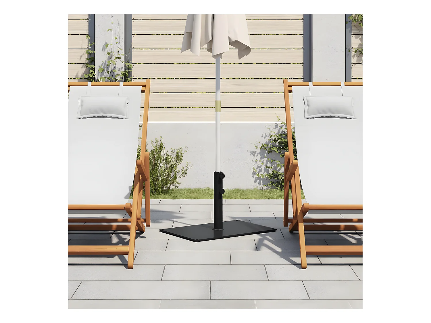 Tjalrin  Base de parasol pour mâts Ø32/38/48 mm 15 kg rectangulaire