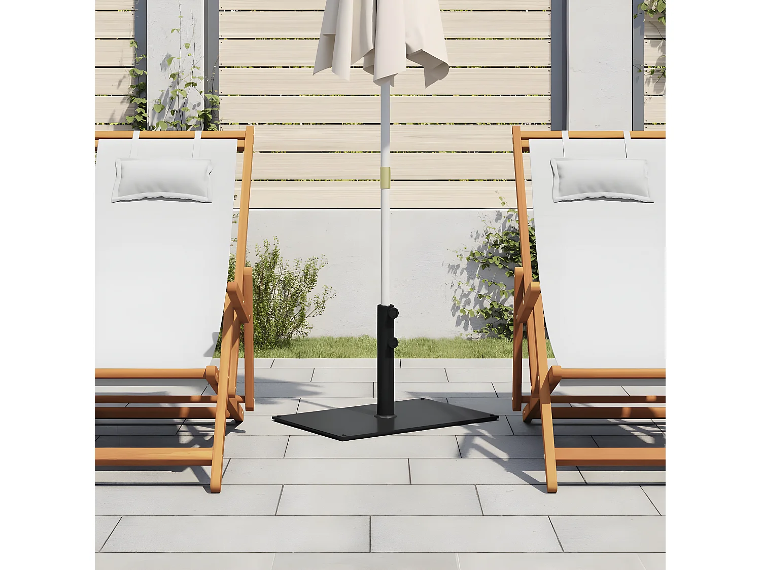 Tjalrin  Base de parasol pour mâts Ø32/38/48 mm 15 kg rectangulaire