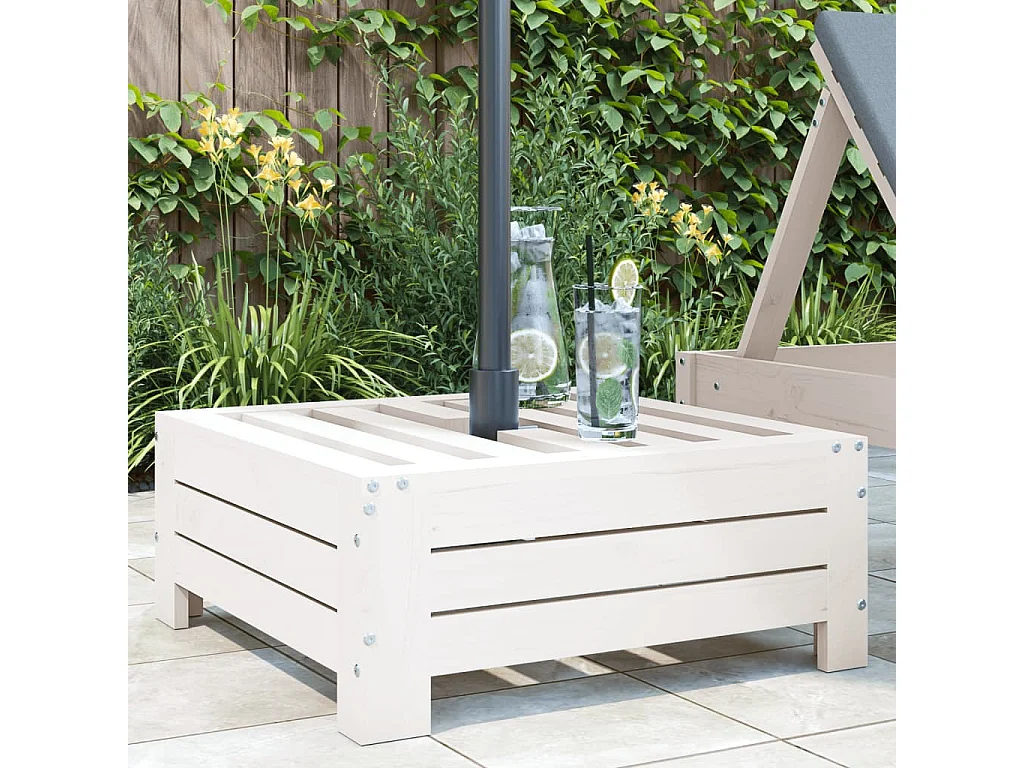 Torvin  Couvercle de base de parasol blanc bois massif de pin