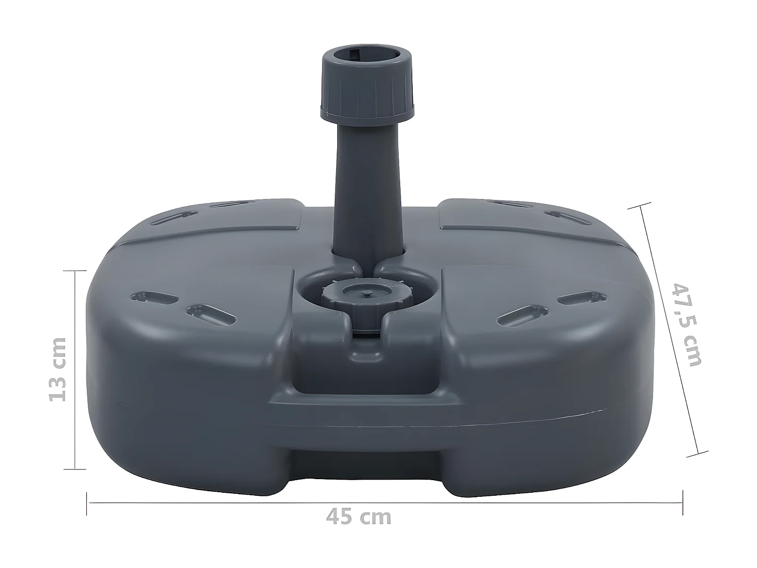 Louis-Rémy-Paul  Base Ombrellone Portatile Grigia Riempibile con Sabbia/Acqua