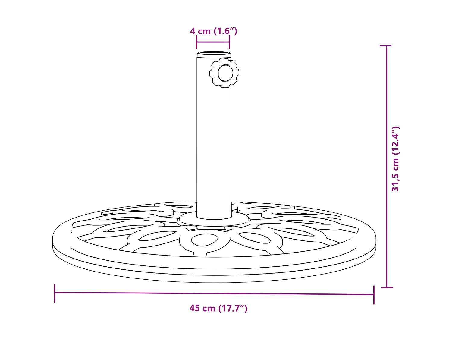 Helion  Base per Ombrellone per Pali Ø38/48 mm 12 kg Rotonda