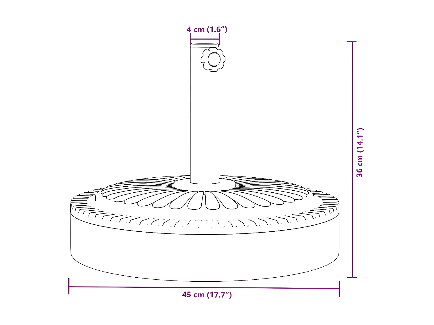 Tiar  Base per Ombrellone per Pali Ø38/48 mm 25 kg Rotonda