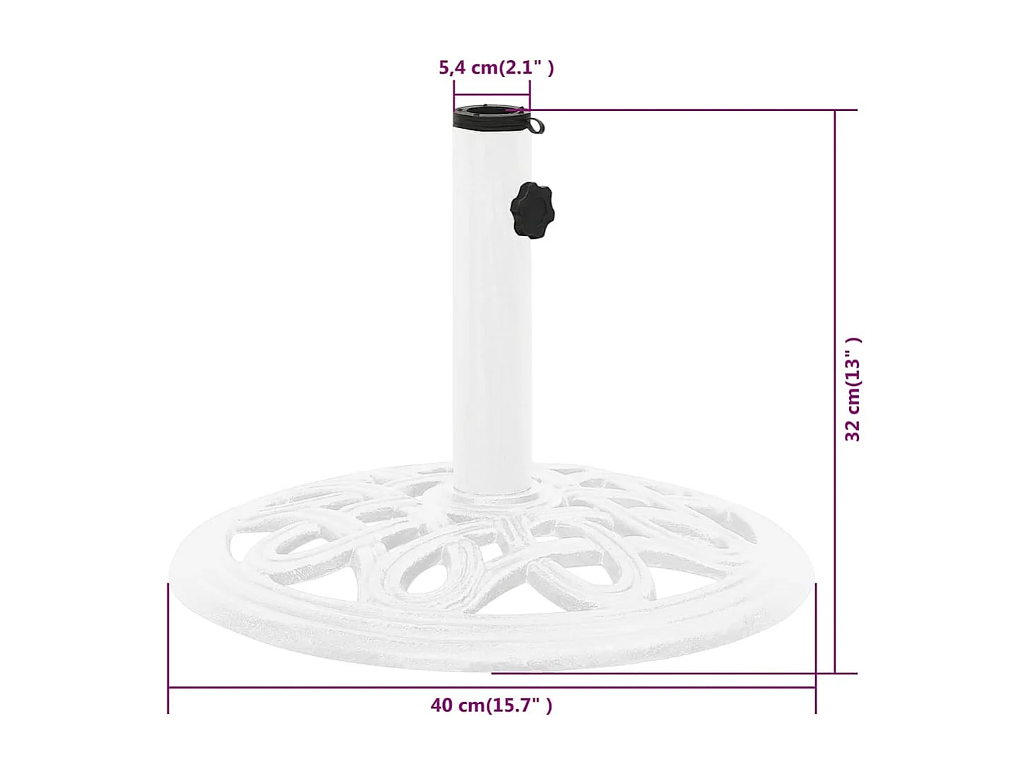 Belfort  Base per Ombrellone Bianca 40x40x32 cm in Gsa