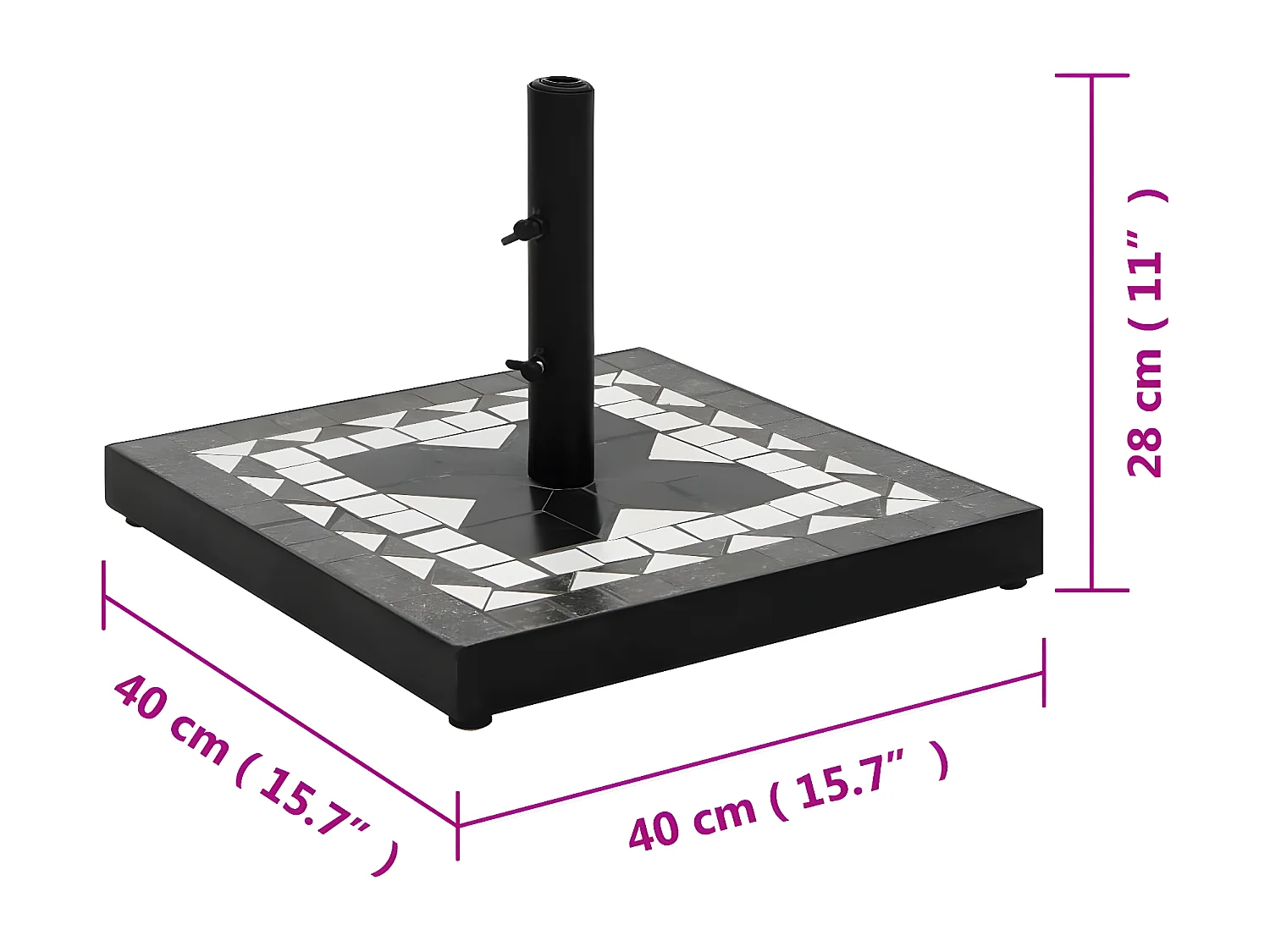 Zoey  Parasolvoet vierkant 12 kg zwart en wit