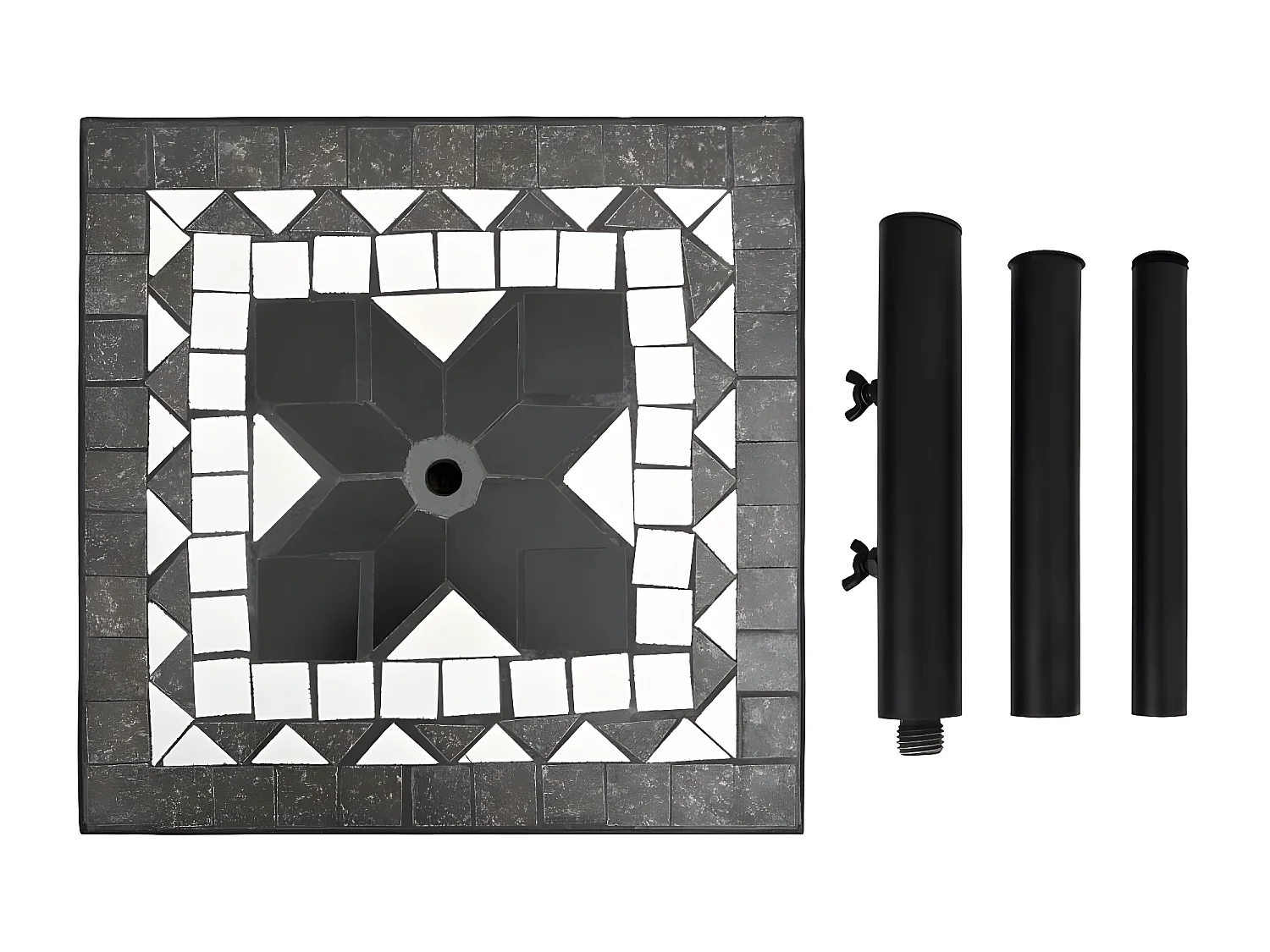 Zoey  Parasolvoet vierkant 12 kg zwart en wit